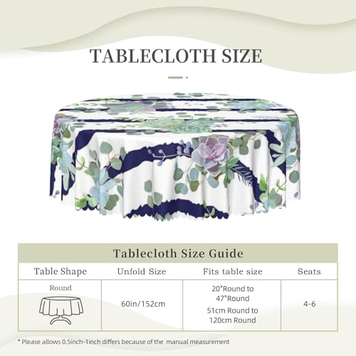 Nappe ronde rayée 150 cm en polyester imperméable pour table de cuisine