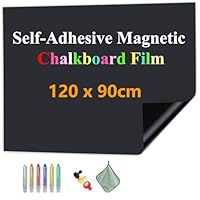JOMUSAGA Magnetic Chalkboard Film, 120 x 90 cm, Self-Adhesive Blackboard Sheets, Blackboard Paper for Wall, Includes Dry Wipe Pens, Eraser & Magnets – Ideal for School, Home & Office