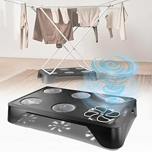 HEYDRY® Wäschetrockner für Wäscheständer: schnell & energiesparend trocknen - Trockner Alternative mini, Made in Germany, klein, mobil, Ventilator, kompakt, schonend zu jeder Wäsche, Lüfter - schwarz