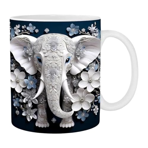 Elephant Tea Mug Copa de café de 350 ml, Large Capacity Beverage, Soup Juice Water Container, Tea Coffee Drinking Cup, Kitchenware, Microwave Safe, Home Office Daily Use