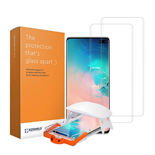 EiZiShield Liquid Glue Screen Protector Glass for Samsung Galaxy S10 Plus, Thick High Sensitivity Shield, Limited Case Compatibility, 2 Pack