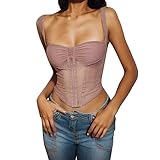 Generisch Damen Sommer Tank Tops Damen Sexy Mesh Mesh Slim Taschen Damen (Purple, S)