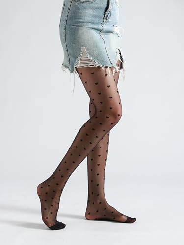 Image of Sahabowi Women Sheer Tights, High Waist Pantyhose, Vintage Control Top Stockings(Patterns Colourful), Pantyhose5