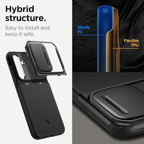 Image of Spigen Optik Armor | Samsung Galaxy S23 FE Case [Camera Protection] [Hybrid Material] Galaxy S23 FE Back Cover | TPU+PC - Black