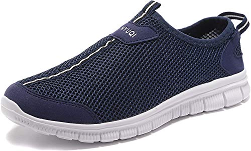 Hombre Zapatos Casuales Amortiguadores Zapatilla Deportiva Ligero Caminar Gimnasio Corriendo Malla Ligero Deporte Entrenadores(43 EU,8.5 UK,Azul)