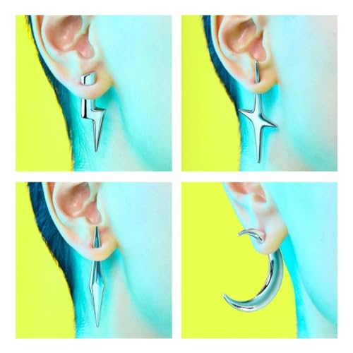 French Retro Geometric Four-Pointed Star Ear Studs European Advanced Anti-sensiti Front and Back Earrings2