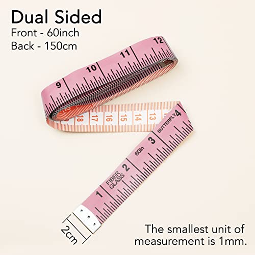 Reidea Soft Tape Measure For Body Measuring Tape Soft Sewing Tailor Fabric Cloth Tape Measure For Weight Loss Flexible Ruler Double Scale 150Cm/60Inch (Pink) #TOP1