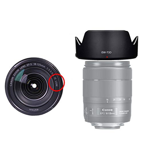 Image of FND Camera Lens Hood Replacement for Canon Camera Lens, Bayonet Mount, Made ABS (Canon EF-S 18-135mm f /3.5-5.6 is USM(ONLY) EW-73D)
