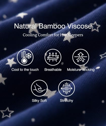 Image of GYS Bamboo Viscose Sleep Sets for Women Long Sleeve Crew Neck Pajama Sets with Pockets