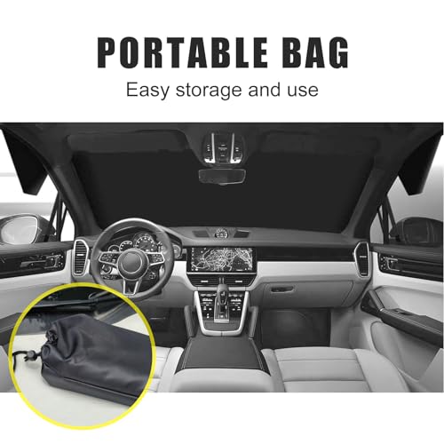 Image of 1 PC American Flag Car Windshield Snow Cover, 66.9In x 47.2In Durable Oxford Vehicle Front Window Winter Protection, Universal Foldable Waterproof Accessories for SUVs Trucks Cars (Black)