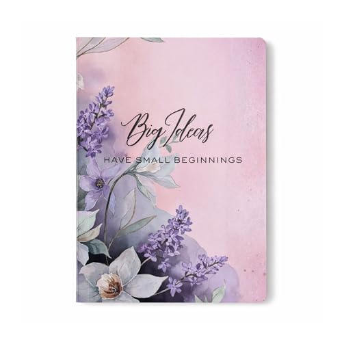 Image of Motivational Floral A5 Notebook Diary for Women & Students | Softbound Laminated Cover | Monthly Planner + Daily Planner | 21 x 15 cm Ruled Journal | Inspirational Quote Cover (Peach Big Ideas have small beginnings)