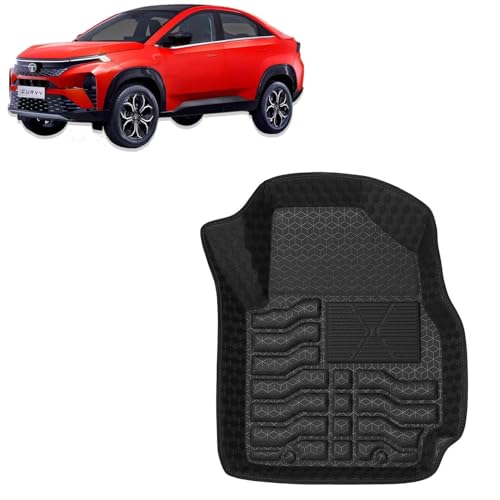 Image of Kingsway Accessories Premium 4.5D Car Floor Mats Only Compatible with Tata Curvv (Manual Transmission) Year 2024 Onwards, 3 Pcs, 100% Waterproof Tray Shape PVC Foot Mats | Black | 1 Year Warranty
