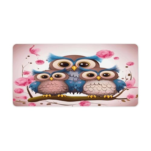 Cute Owls Desk Pad con Base de Goma 30x60 cm