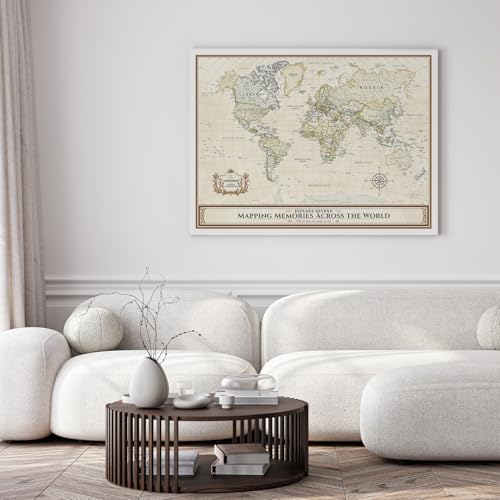 Image of DECORARTS - Oversized Colorful World Map Art Canvas Wall Art, Extra Large Classic Maps for Wall Decor, Gallery Statement, Hand-Stretched Giclee Print, Handcrafted in USA, 40x30''