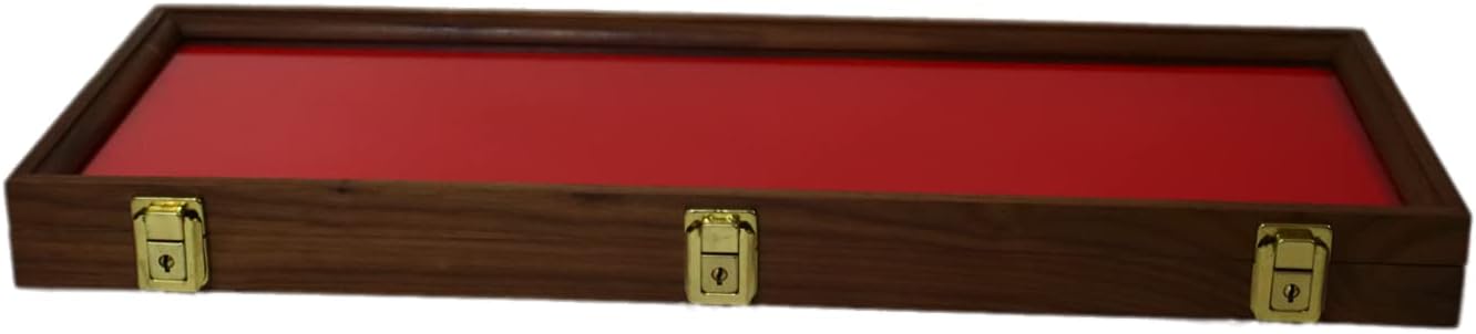 Wood Display Case for Collectibles, Knives, Arrowheads, Pins, Medals and More (18 x 12 x 3, Cherry)