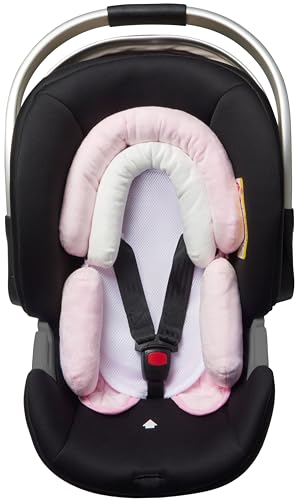 Image of Pro Goleem Breathable 3-in-1 Baby Car Seat Head Support, Soft Infant Car Seat Insert, Carseat Cushion for Newborn, Perfect for Car Seat, Strollers, Swings, Carrier, Bouncer, Pink and White