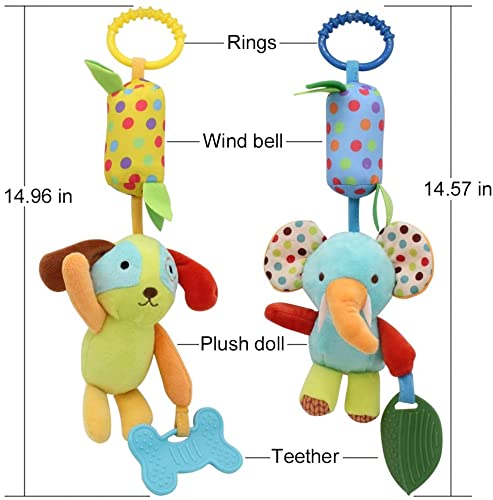 Bivan Baby Toy Soft Hanging Rattle Learning Toy With Teethers Plush Animal C-Clip Ring Infant Newborn Stroller Car Seat Crib Travel Activity Wind Chimes Hanging Toys For Boys Girls, 4 Pack #TOP5