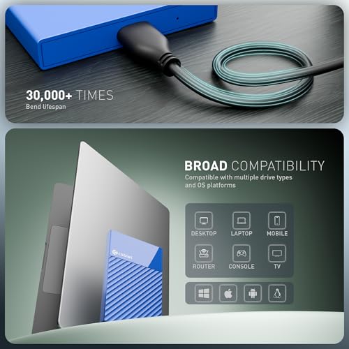 Image of Cablet 2.5 Inch SATA USB 3.0 HDD /SSD Portable External Enclosure for 7mm and 9.5mm, Tool-Free Design, Supports UASP Max 6TB (HD2577-U3-BL)