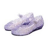 TANDEFLY Princess Girls Sandals Jelly Mary Jane Flats Shoes Dress Up Dance Party Cosplay Shoes for Kids Toddler Purple