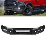 Off Road Front Bumper Fit for Dodge Ram 1500 Rebel 2015-2018 Heavy Duty Steel Bumper for ram 1500 rebel Full Width Front Bumper W/ 2 Fog Lights, 4 Sensor Holes and License Plate Bracket