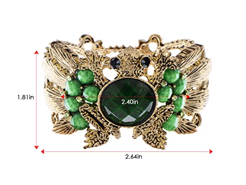 Alilang Golden Tone Emerald Green Crystal Rhinestone Frog Toad Bracelet Bangle Cuff #TOP5