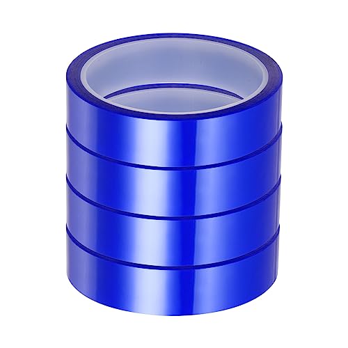 Image of HARFINGTON 4 Rolls Heat Tape High Temperature Heat Resistant Tape 20mmx33m(108ft) Sublimation Thermal Heat Transfer Tape for Sublimation Press No Residue, Blue