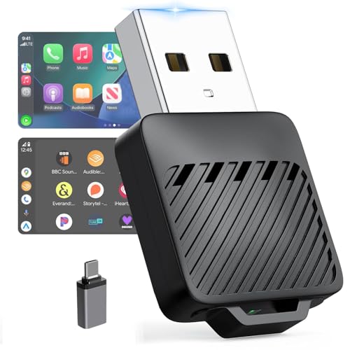 Image of 2-in-1 Wireless Car Receiver for Android Auto & CarPlay, Converts Wired to Wireless, Bluetooth Plug & Play Receiver - Compatible with OEM Factory-Fitted Wired Systems (Black)