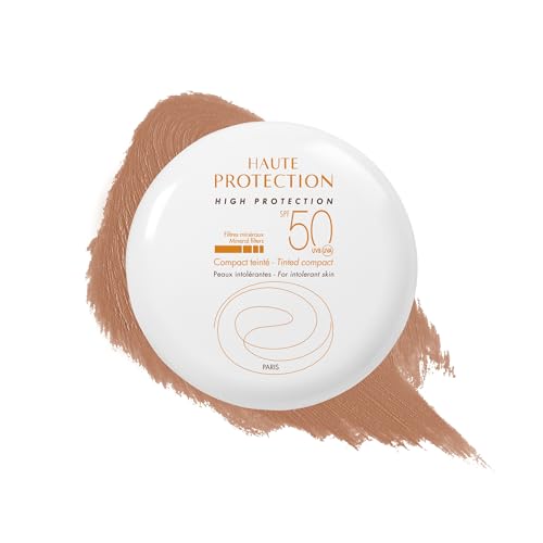 Avène High Protection Honey Tinted Compact, Broad Spectrum SPF 50+, UVA/UVB Blue Light Protection, Water Resistant, Non-Greasy, .35 oz
