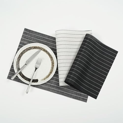 Set de table à rayures noires 30x45 cm lot de 6 pour table de cuisine - 7