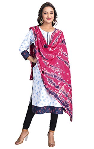 Image of Women's Pure Cotton Multi-Colored Traditional Authentic Tie Dye with Bandhej Bandhani Dupatta Chunni