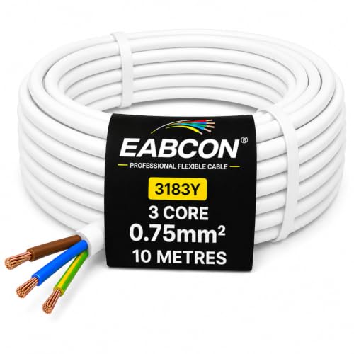 Image of 3 Core White Flex Cable 0.75MM² 3183Y, 10 Meters