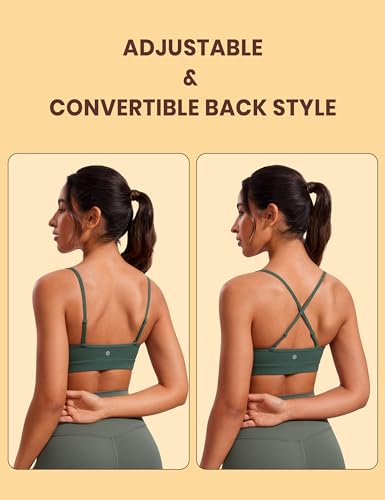 Image of CRZ YOGA Butterluxe V Neck Sports Bras | Light Support, Removable Pads, Yoga, Extremely Soft, Square Back, Adjustable Spaghetti Straps, for Women