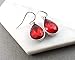 July Birthstone Drop Earrings – Red Teardrop Crystal in Silver Bezel, Sterling Silver Ear Wires, Handmade Gift