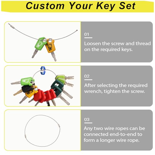 Image of Multi Type Heavy Equipment Master Keys, 72 Contractor Excavator Dozer Skid Steer Loader Forklift Roller Operators Keys Fit Case JCB Kubota KOM Volvo CAT JLG Hyster Hitachi John Deere JD