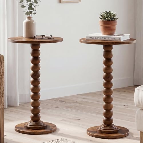 DUMOS Round Side Table, End Table, Nightstand for Bedroom Living Room 2Pack