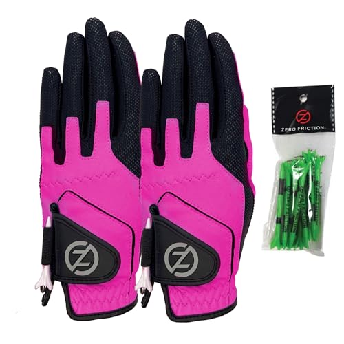 Zero Friction Junior Synthetisch Linke Hand Golfhandschuh 2 Packung, Einheitsgröße, Rosa