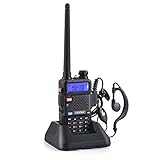 eSynic Professionelles Walkie Talkie UV-5R Dualband-Transceiver VHF/UHF FM 128-Kanal-Speicher Walky Talky LED-FM-Radio mit USB-Netzkabel Unterstützt VOX