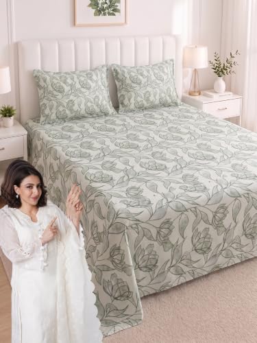 Image of Mafatlal 186 TC Metro Cotton King Size Bedsheet | 108 x 108 Inch| Soft, Breathable & Lightweight |Includes 2 Pillow Covers