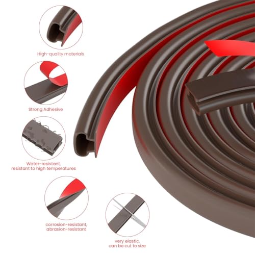 Image of Door Gap Sealing Strip, D-Shape Self-Adhesive Window Gap Filler Strip, Cushioning Hollow Out Soundproof Windproof, Dustproof Door Seal for Door & Window Gaps 19.7 Feet Length