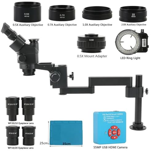 Lbg 1080P 48MP 55MP 4K 2K HDMI USB fW^rfIJ 3.5X-180X Y[ YƗpXeIOጰ fXNgbv܂肽݃X^h YA_v^[(55MP 4K 2K HDMI USB)