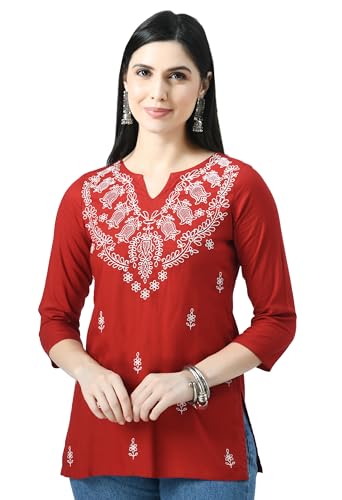 Image of QAZMI Women's Cotton Straight Embroidered Kurti