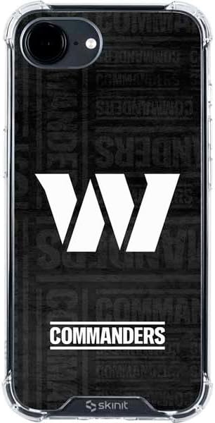 Skinit Clear Phone Case Compatible with iPhone 16e - Officially Licensed NFL Washington Commanders Black and White Design
