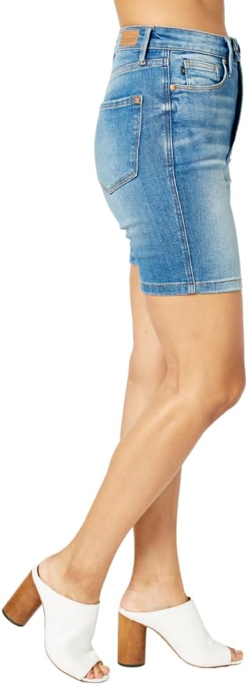 Judy Blue High Waist Tummy Control Double Button Bermuda Shorts