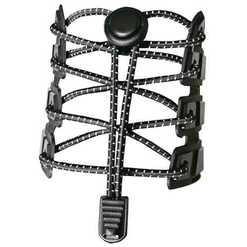 Santme 3 Paar Elastische Schnürsenkel mit Schnellverschluss, Reflektierend Schnellschnürsystem mit 120cm Länge für Läufer, Kinder, Faule,ältere Menschen und aktiven Lebensstil Schwarz