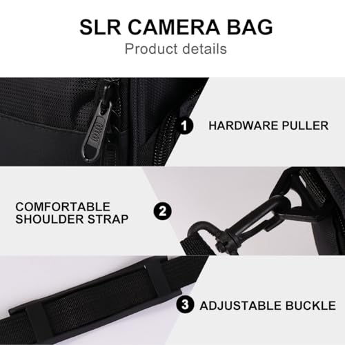 Bolsa para cámara réflex resistente al agua polvo con correa ajustable de nylon 3