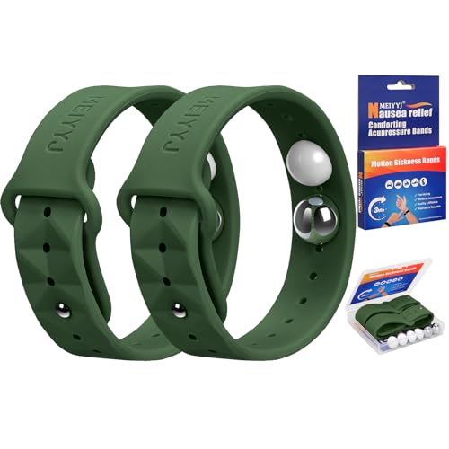Image of Motion Sickness Bracelets for Adults & Kids Sea Sickness Wristbands for Travel Anti Nausea Bands for Motion & Morning Sickness Relief for Pregnant Women-Ideal for Car Air Cruise Travel--Dark Green