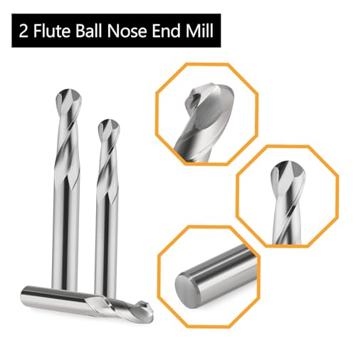 Image of 10-Pack 2 Flutes Ball Nose End Mill, 1 /8 inch Shank 1 /16 Cutting Dia Carbide CNC Router Bits Spiral Milling Cutter for Wood PVC MDF Hardwood,High Speed Precision Milling & Engraving Tools