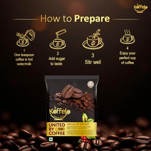 Image of Koffelo Premium Instant Coffee Powder 50 Gram | Speciality Instant Coffee Powder for Hot, Cold Coffee & Espresso |100% Indian Robusta Coffee Beans - Strong, Bold Flavor | High Caffeine Coffee in Fresh