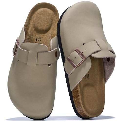 Image of Project Cloud 100% Genuine Leather Footbed Clogs for Women - Memory Foam Arch Support Slippers for Women - Trendy Slip-ons Women's Mules & Clogs Sandals