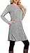 SENBATU Pulloverkleid Damen Langarm Winterkleid Damen Seitliche Knöpfe Kleider Damen mit Taschen Hellgrau XX-Large